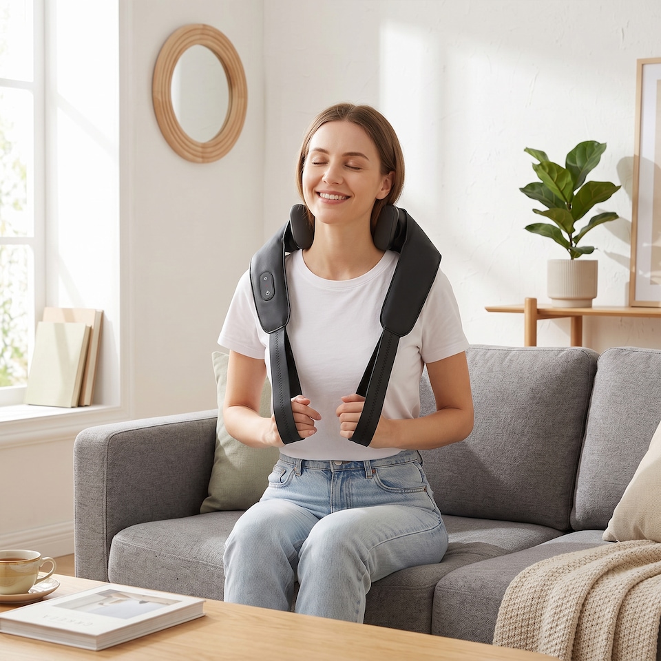 image 1 of HOMCOM Cordless Neck Massager with Heat, 4D Shiatsu Shoulder Massager
