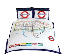 London Underground Polycotton Duvet Cover Set With Pillowcase | Multi | King | 1
