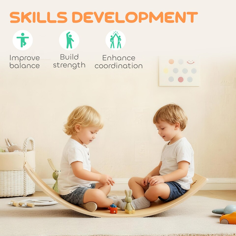 image 1 of AIYAPLAY Kids Wooden Balance Board with Rope and Felt for Sensory Play