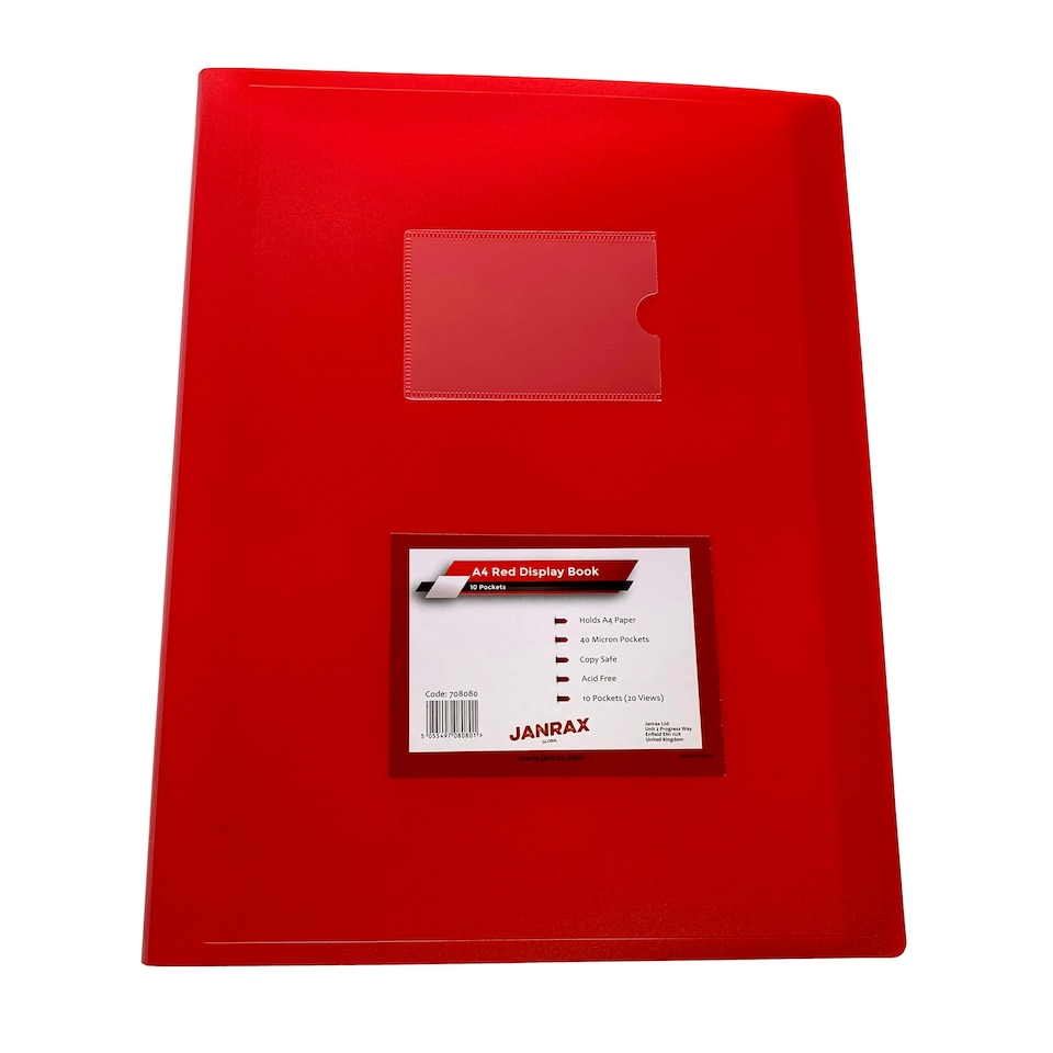 image 1 of A4 Red Flexible Cover 10 Pocket Display Book