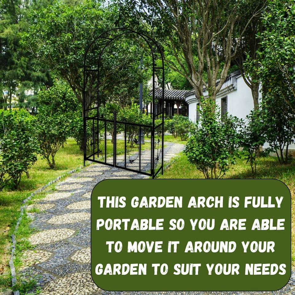 image 1 of Marco Paul 2.1m Steel Frame Garden Arch With Gate