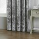 image 3 of Paoletti Verona Crushed Velvet Silver Eyelet Curtains 229 x 137cm