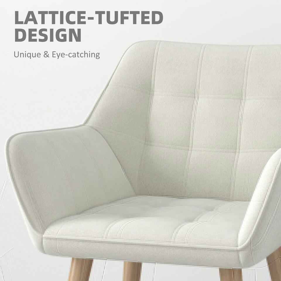 image 1 of HOMCOM Velvet-Feel Accent Chair with Arms Slanted Back Wood Legs Cream