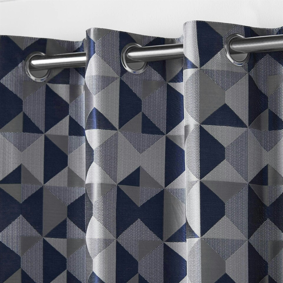 image 1 of Skandi Eyelet Curtains - Navy - 116 cm x 182 cm