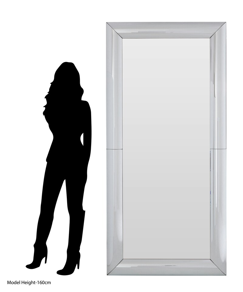 image 1 of Interiors By Premier Thick Silver Frame Rectangular Wall Mirror, Abstract Mirror, Big Mirror With Vertical or Horizontal Mount | Silver