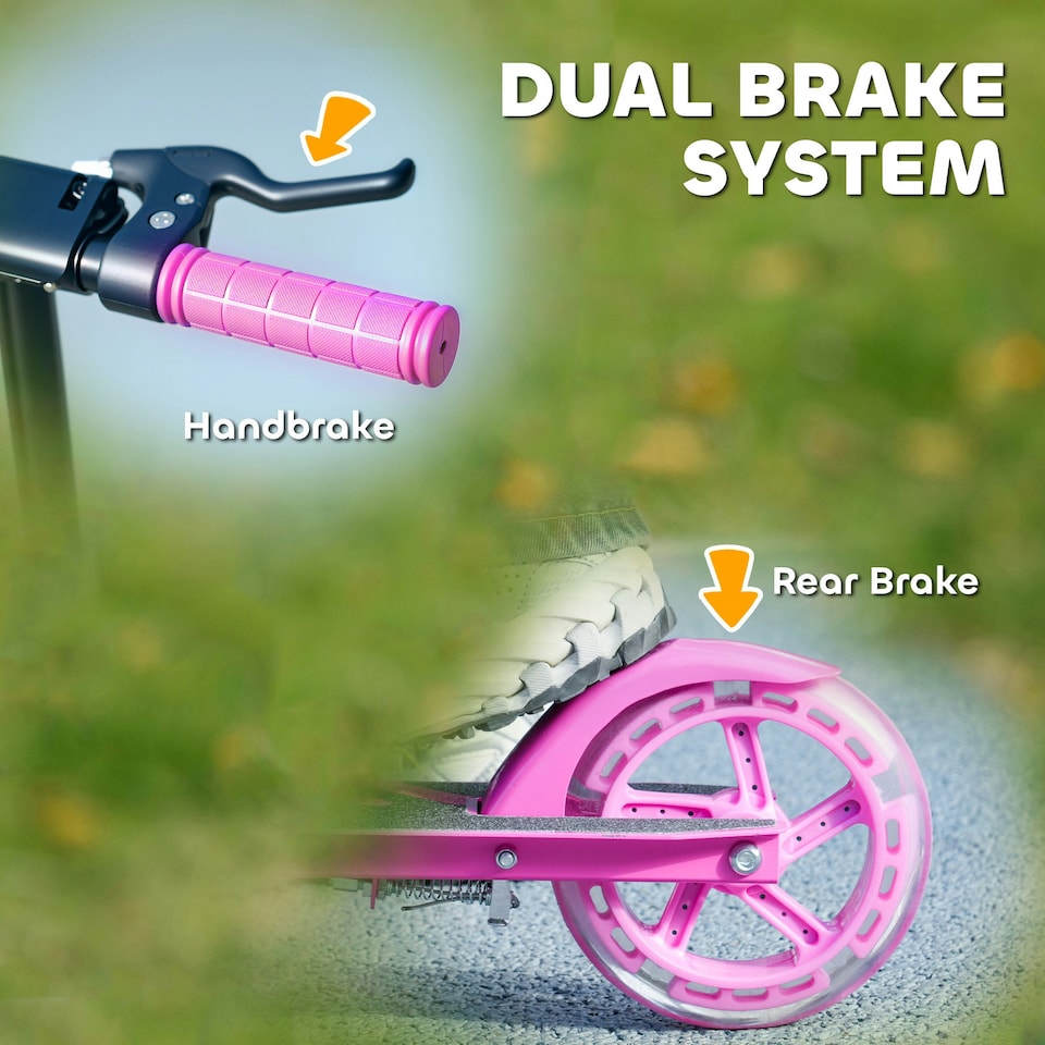image 1 of AIYAPLAY Scooter for Kids, Folding Kick Scooter w/ Adjustable Handle, Pink