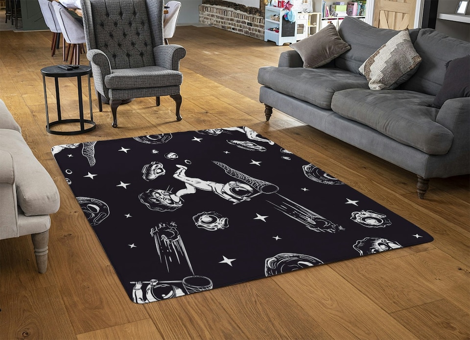 image 1 of Astronaut catches a comet (Rug) | Black | XL