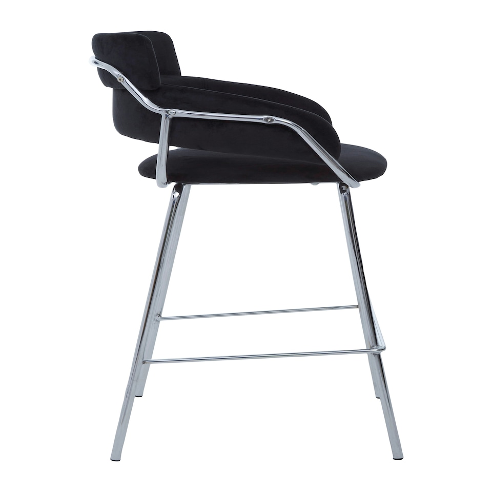 image 1 of Interiors by Premier Tamzin Black Velvet Bar Chair Black