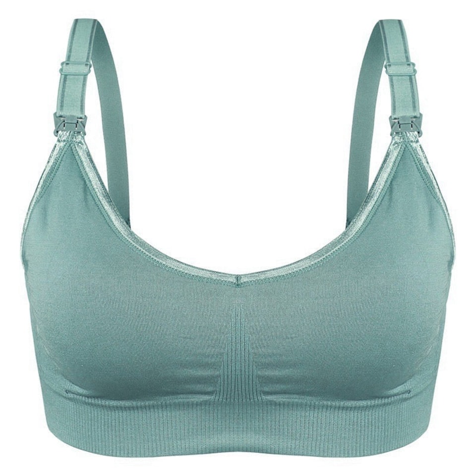 image 1 of Soft & Comfortable Wireless Nursing Bra with Easy Open Clips - Extra Large / Green