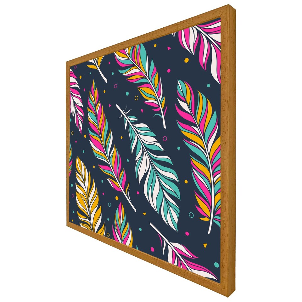 image 1 of Retro colour feathers (Picture Frame) Brown | Oak | S