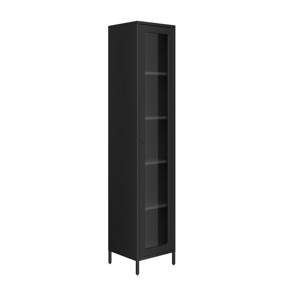 image 1 of Frank Storage Cabinet - Steel/Glass - L35 x W37 x H180.5 cm - Black - Flat Packed