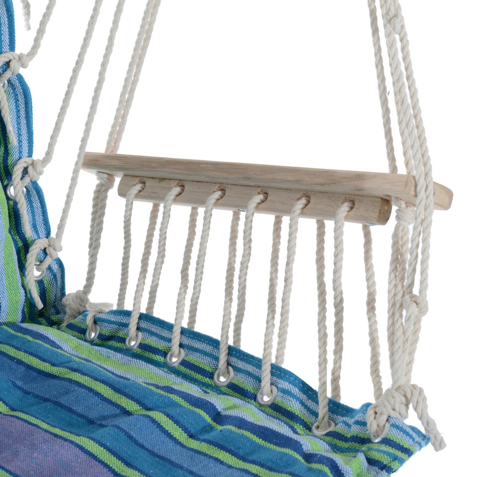 image 1 of Outsunny Garden Hammock w/ Footrest Armrest Patio Swing Seat Hanging Rope Blue