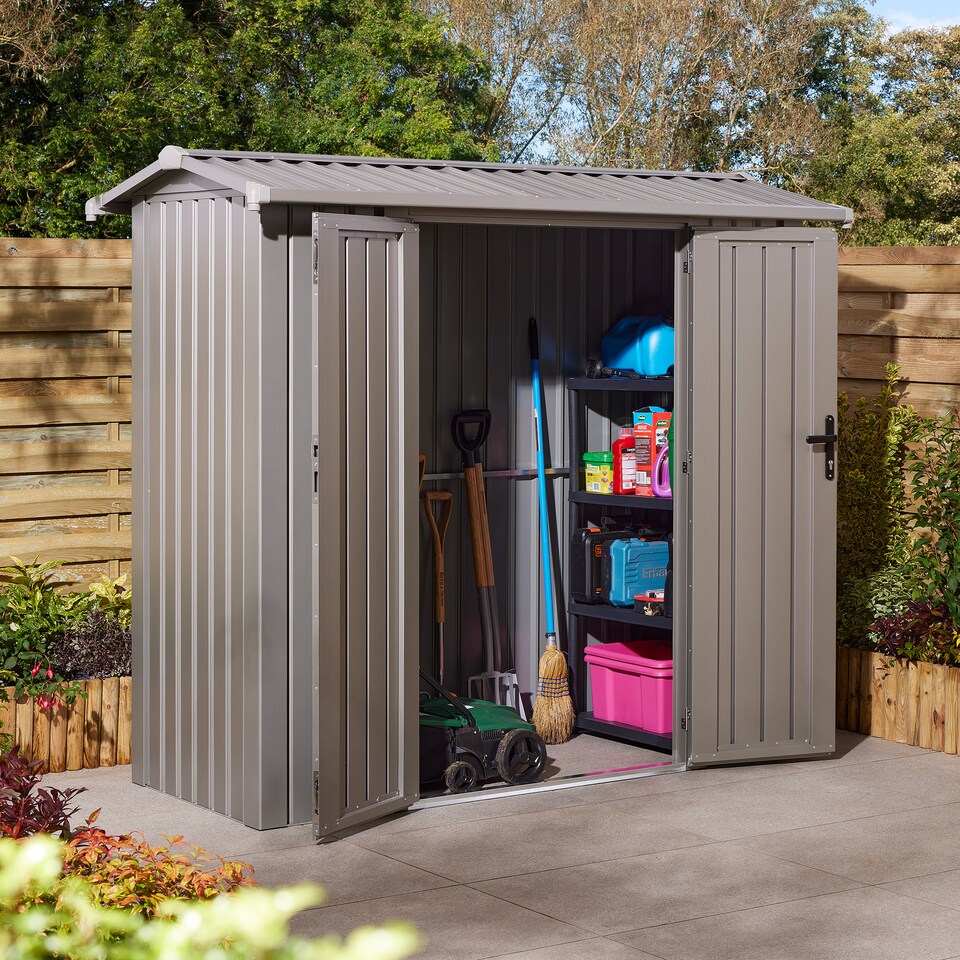 image 1 of Rowlinson Brentvale 8' x 4' Premium Apex Metal Shed with Foundation Kit
