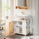 image 4 of SoBuy Bathroom Under Sink Cabinet with Siphon Cut-Out, 1 Door & 2 Open Shelves, White/Natural Wood, 23.2x11.4x23.6 in, 12.6 kg - BZR75-W