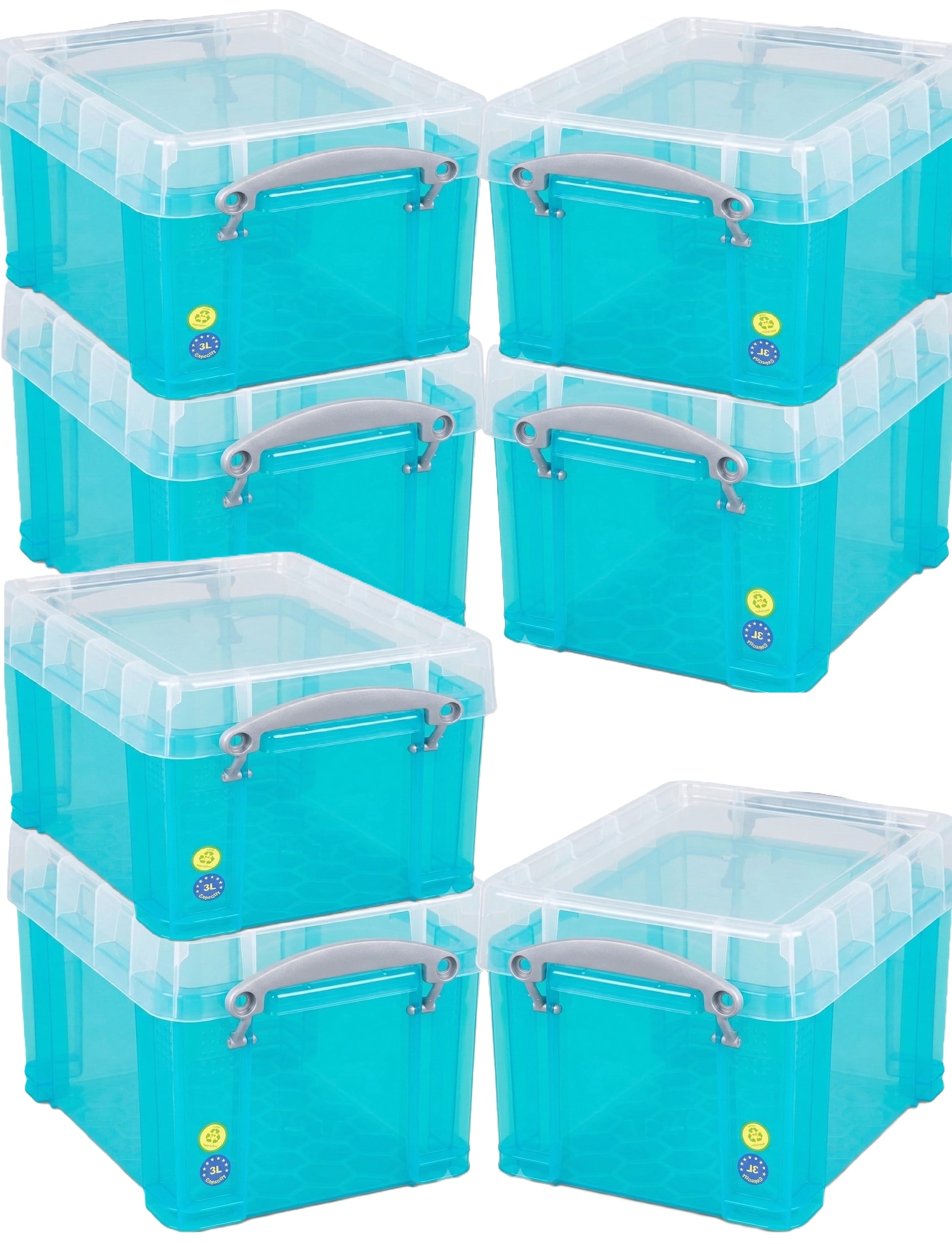 Really Useful Plastic Storage Box 3 Litre Transparent Blue Pack of 7 ...