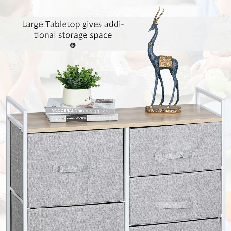 image 1 of HOMCOM 5 Drawer Linen Basket Storage Unit Home Organisation w/ Shelf Handles