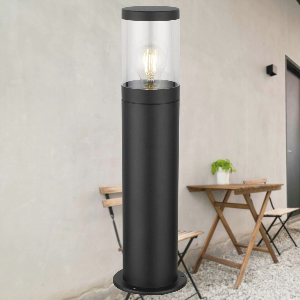 image 1 of First Choice Lighting Storm Black IP44 Outdoor 50cm Post Light Black | Clear