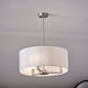 image 4 of Daley 3 Light Multi Arm Ceiling Pendant Matt Nickel, Cylindrical Vintage White Silk Effect Shade, E14