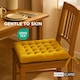 image 3 of Homescapes Set of 4 Seat Pads Luxury 100% Cotton Velvet Indoor Outdoor Garden Dining Cushion Yellow | 40 x 40 cm