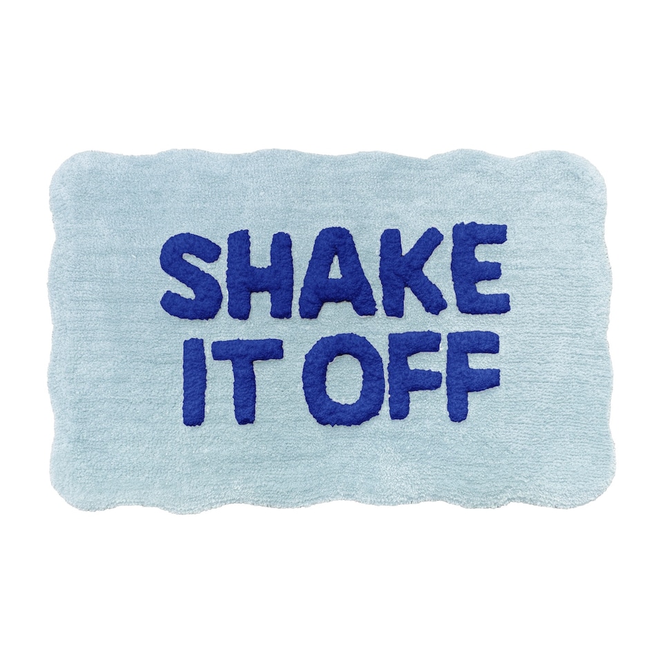 image 1 of Shake It Off Slogan Scalloped Bath Mat