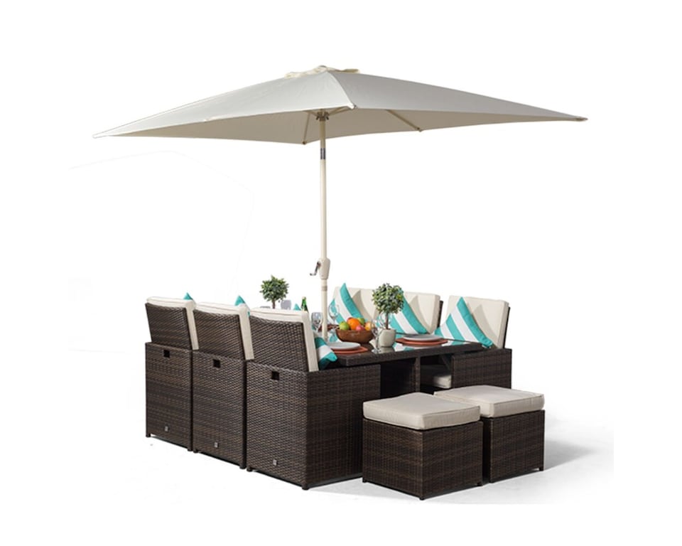 image 1 of Giardino 6 Seater Rattan Cube Dining Set | Brown | Brown