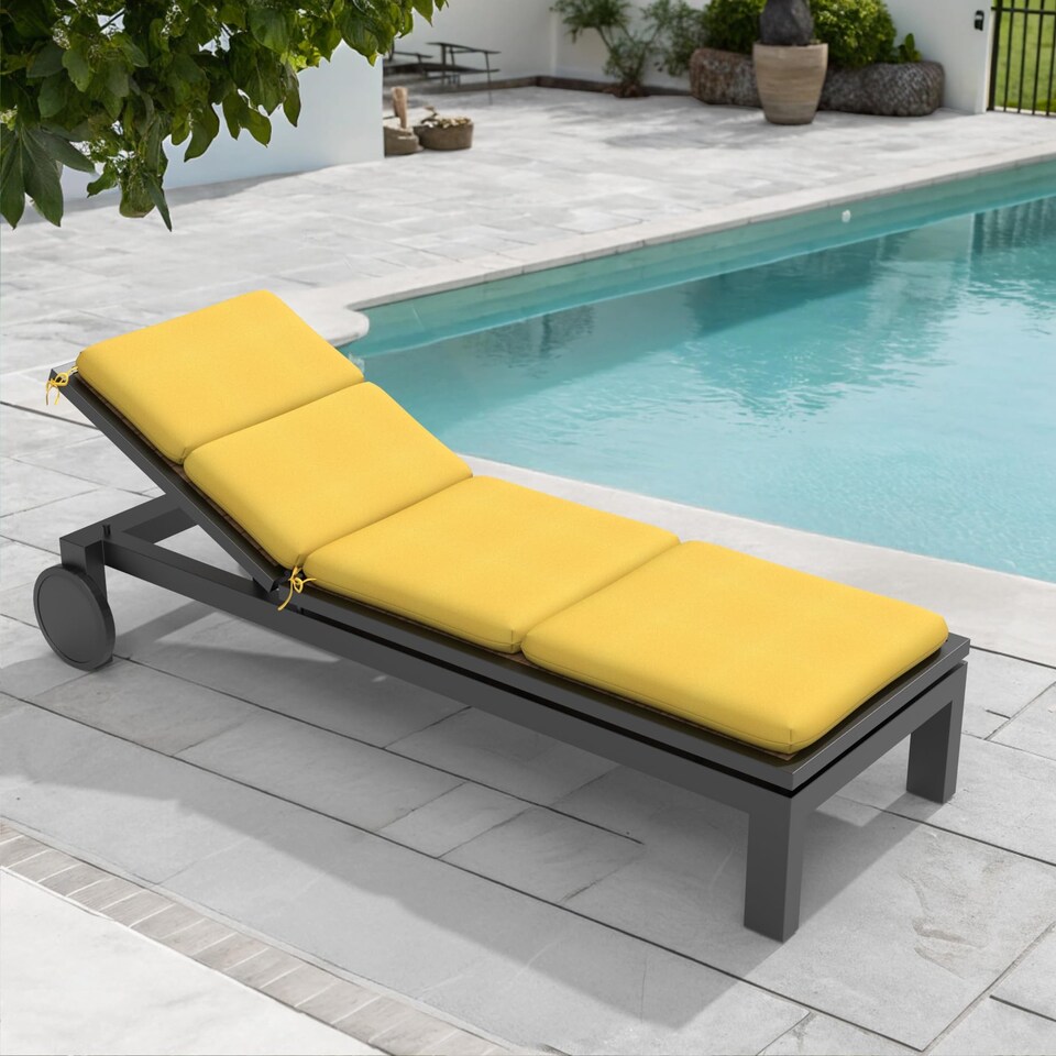 image 1 of Sunbrella Comfortable Rectangle Lounge Chair Cushion Pack of 2, back cushion 22.5 in W x 28 in H x 3 in D, Canvas Sunflower