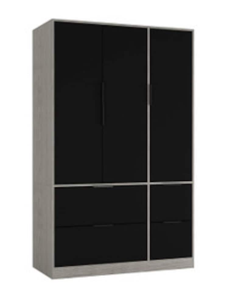image 1 of FUJI 3 Door 4 Drawer Wardrobe | Grey | Cedar Grey & Black | 117 x 55 x 8.5 | 1
