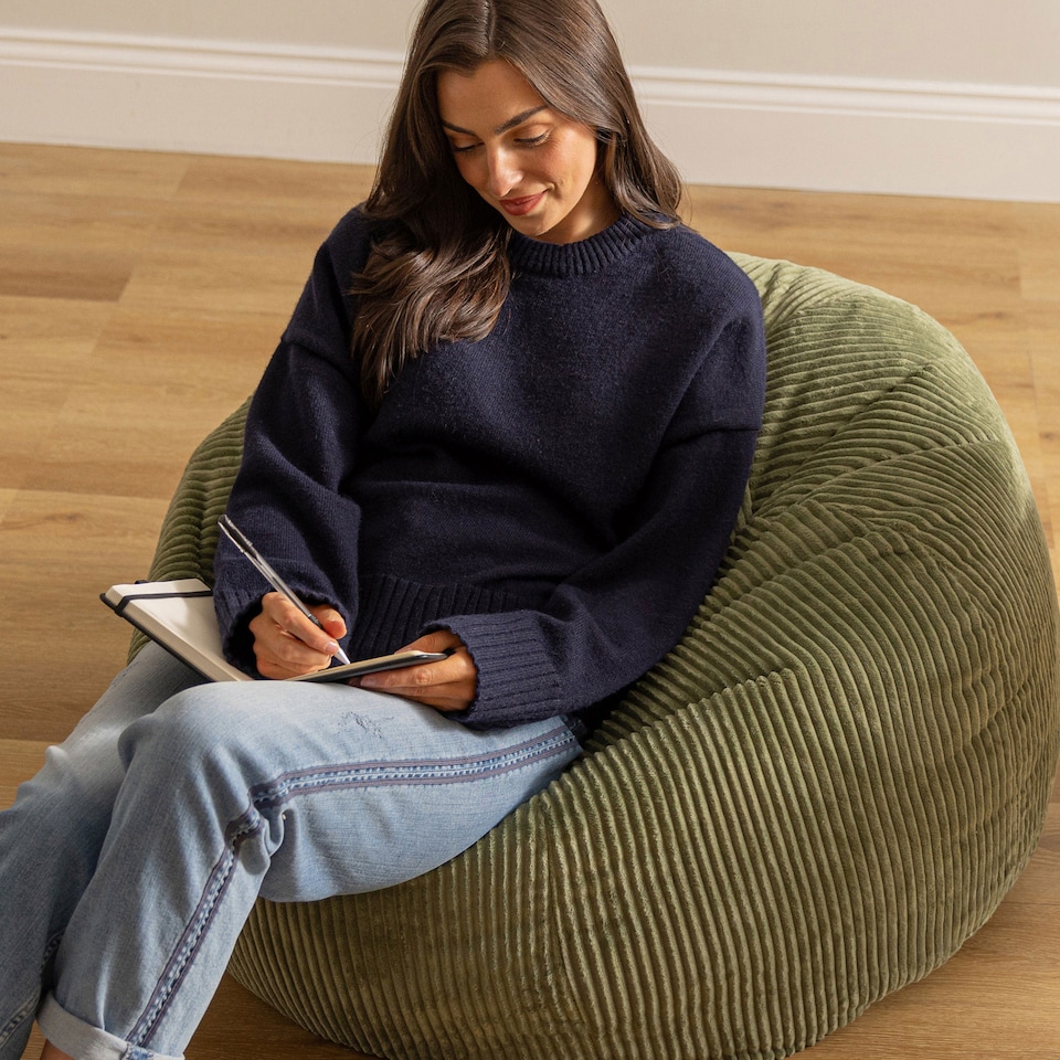 image 1 of Kingston Classic Beanbag Corduroy Sage Green Set of 2 | Green | Green | 2