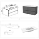 image 2 of AICA 1000mm Wall-Hung Gloss Anthracite Bathroom Vanity Unit With Integrated Sink,2 Soft-Close Drawers for Storage