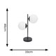 image 2 of ValueLights Jas Opal White Frosted Glass Globe Shades 2 Way Black Table Lamp | Black