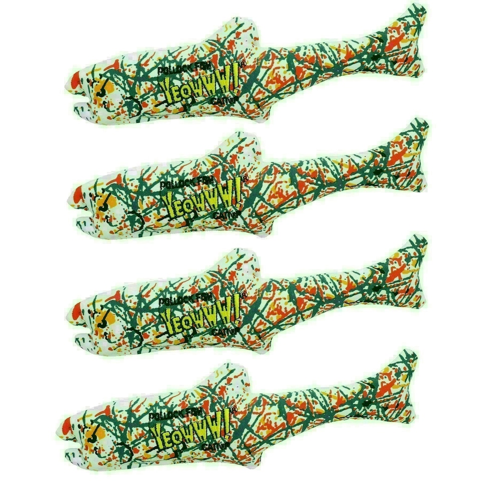 image 1 of 4PK Yeowww Interactive Catnip Pollock Fish Cat Toy Play Toy Cat Gift