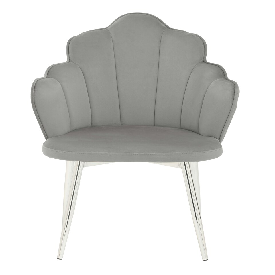 image 1 of Interiors by Premier Grey Velvet Dining Chair, Durable & Adjustable Velvet Office Chair, Backrest Grey Accent Chair with Chrome Legs