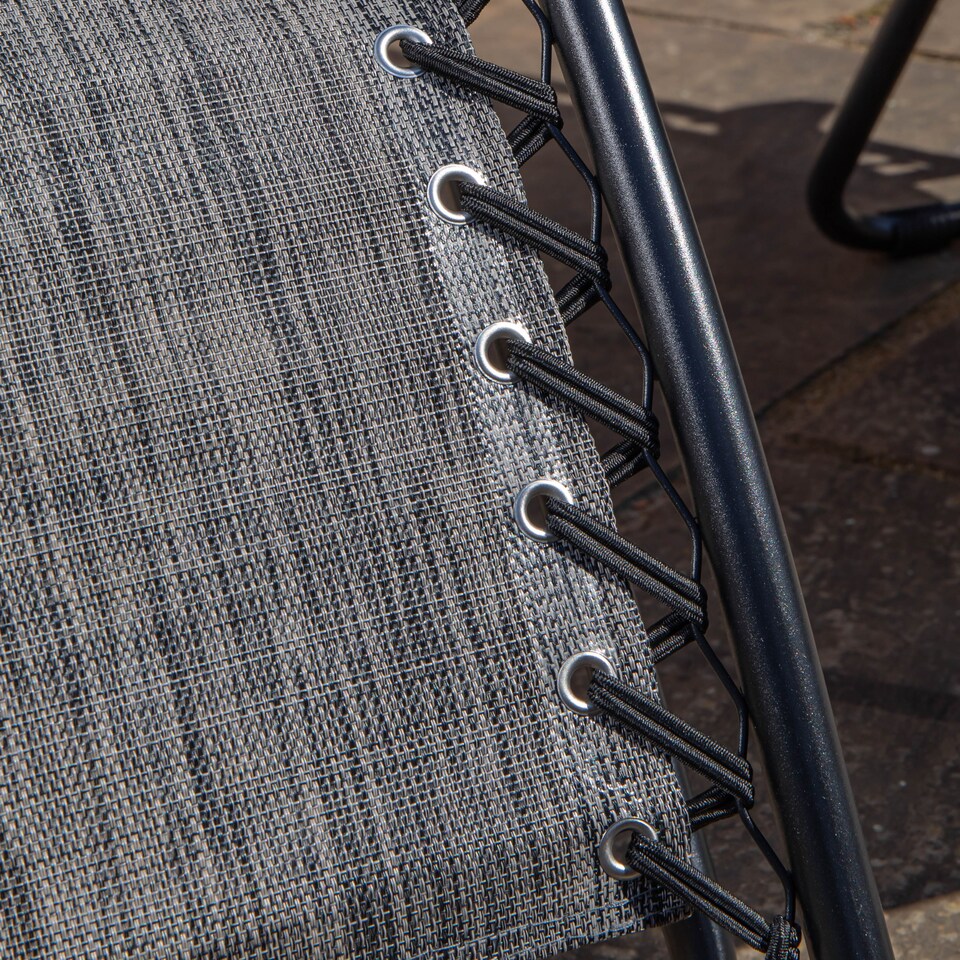 image 1 of Pack of 2 Multi Position Garden Gravity Relaxer Chair Sun Loungers with Sun Canopy in Grey | Grey | Grey