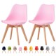 image 1 of Set of 2 Dining Chairs with Solid Wooden Legs and Seat Cushion Pad Pink- Eva by MCC
