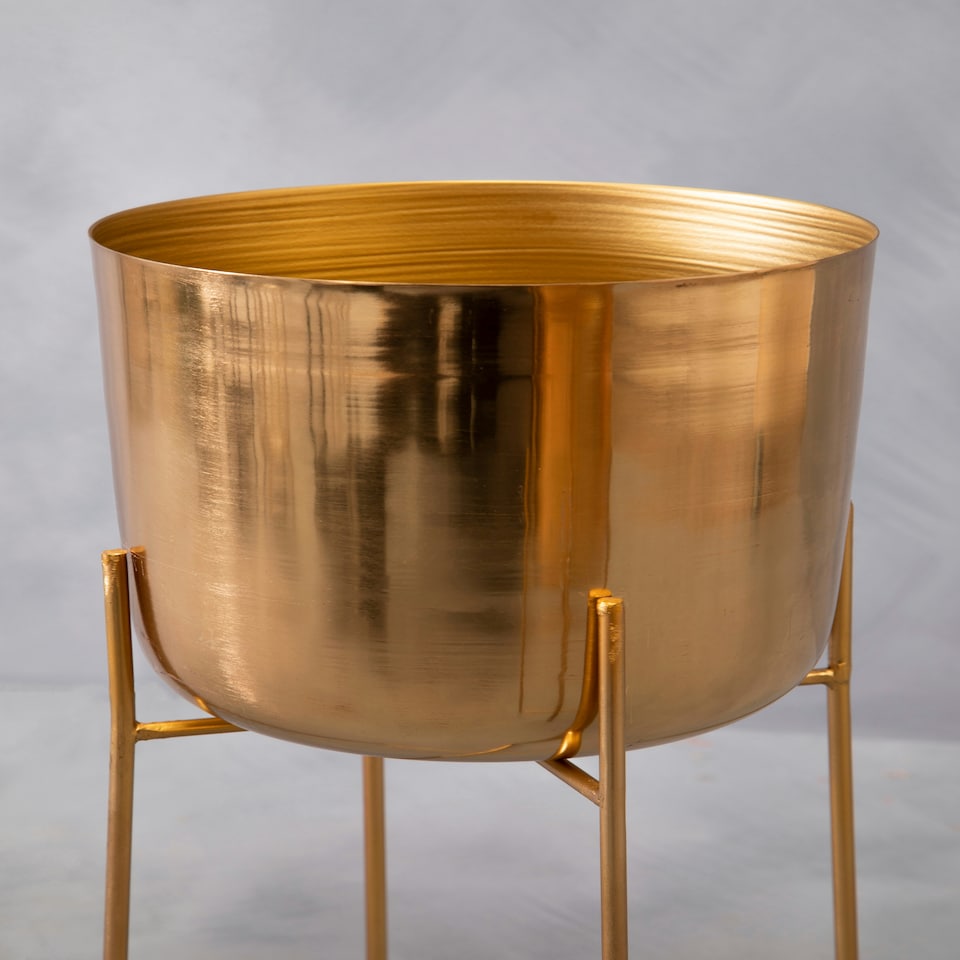 image 1 of Aliza Large Floor Standing Planter Gold