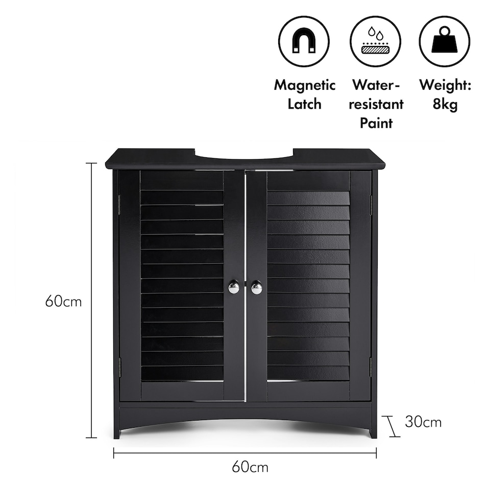 image 1 of VonHaus Shrewsbury Black Under Sink Bathroom Cabinet