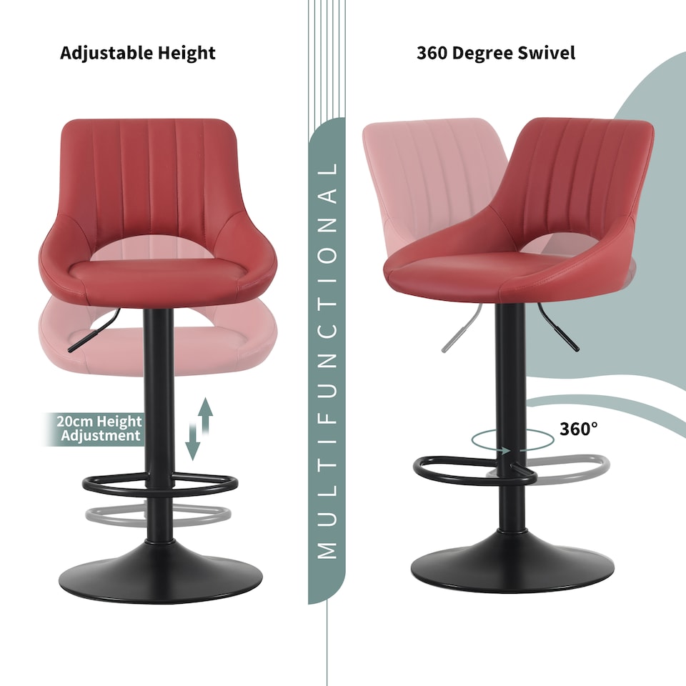image 1 of MCC Direct Set of 2 Height Adjustable Bar Stool Kitchen Breakfast Chairs Stacey