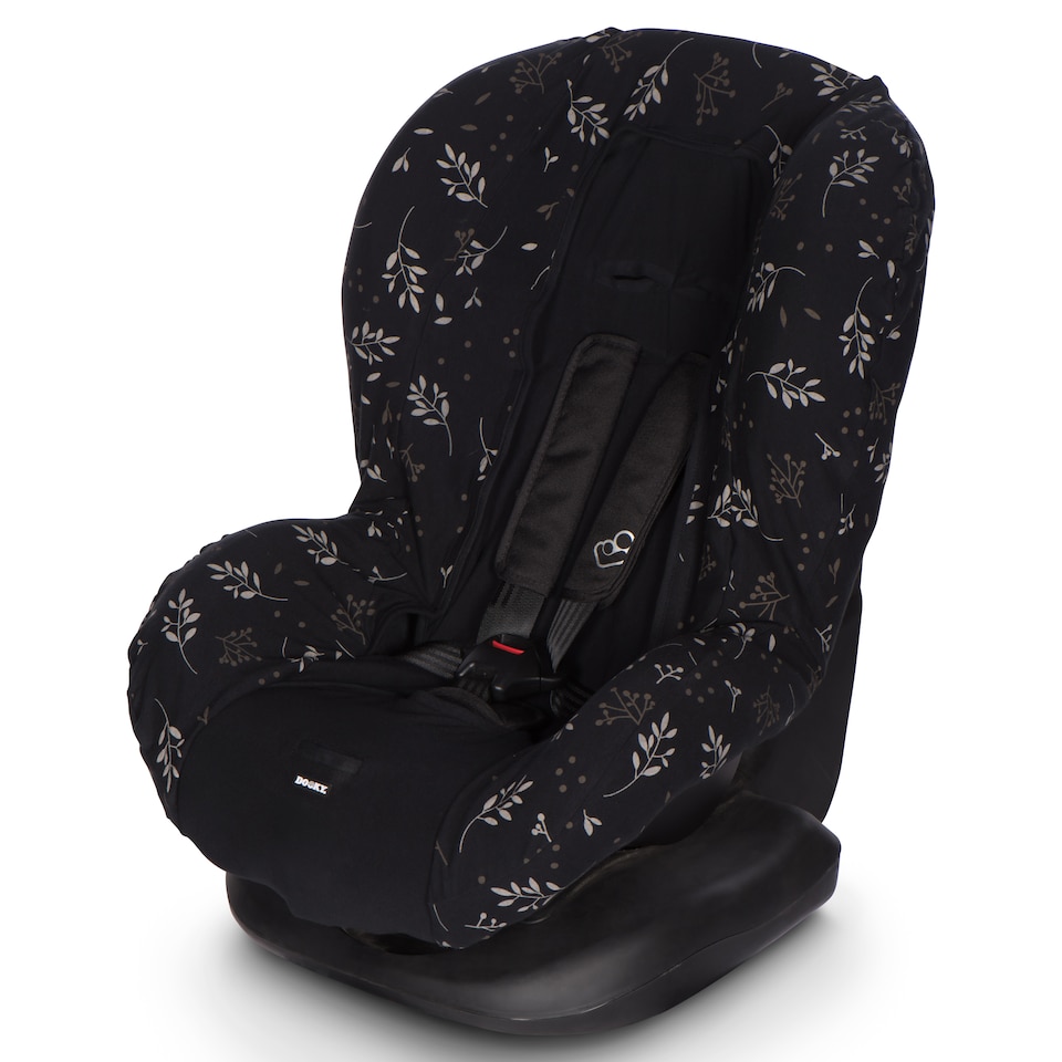 image 1 of Dooky Group 1+ Baby Car Seat Cover, Universal Cotton 9-18kg, Romantic Leaves Black