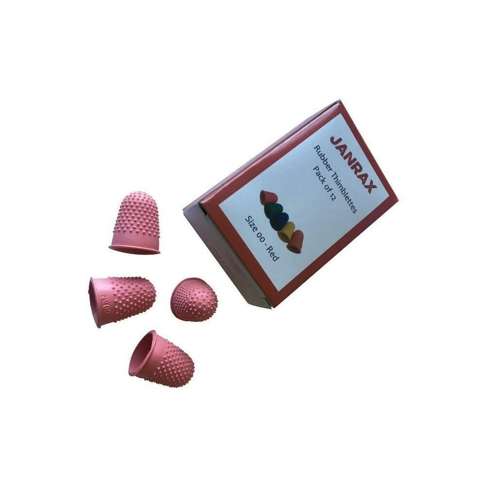 image 1 of Pack of 72 Red No.00 Rubber Thimblettes - Extra Small Thimble Finger Cones