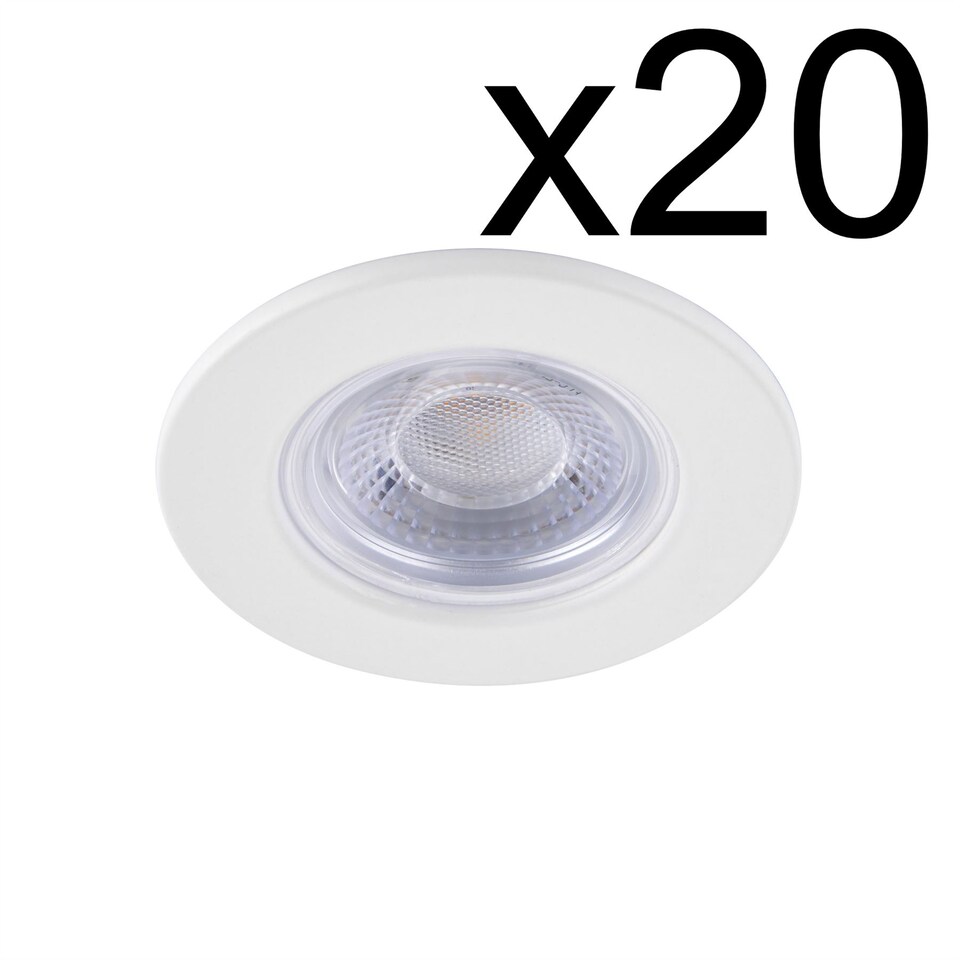 image 1 of Set of 20 Matt White Fire Rated 6W LED 3000K Recessed Downlights