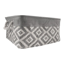 Grey Woven Diamond Storage Basket Grey