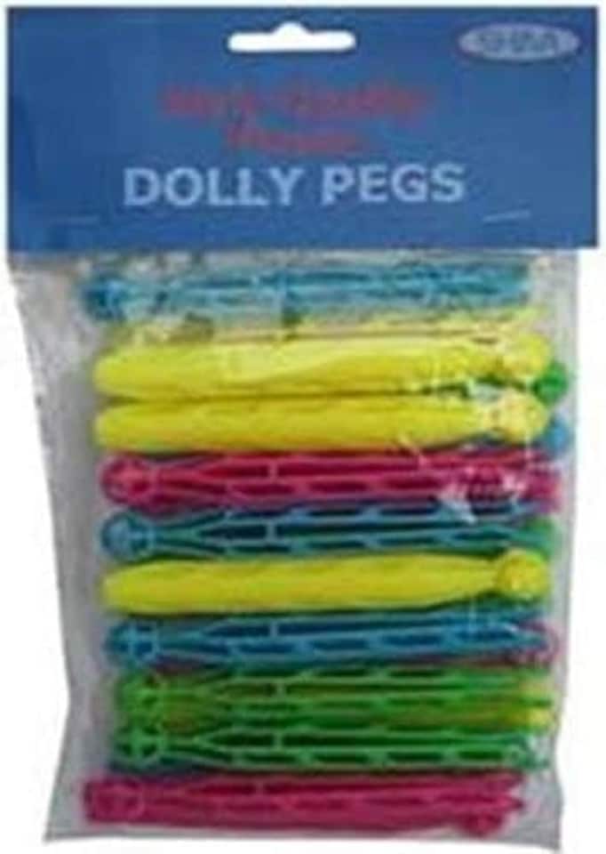 image 1 of Pack of 24 Coloured Plastic Dolly Pegs