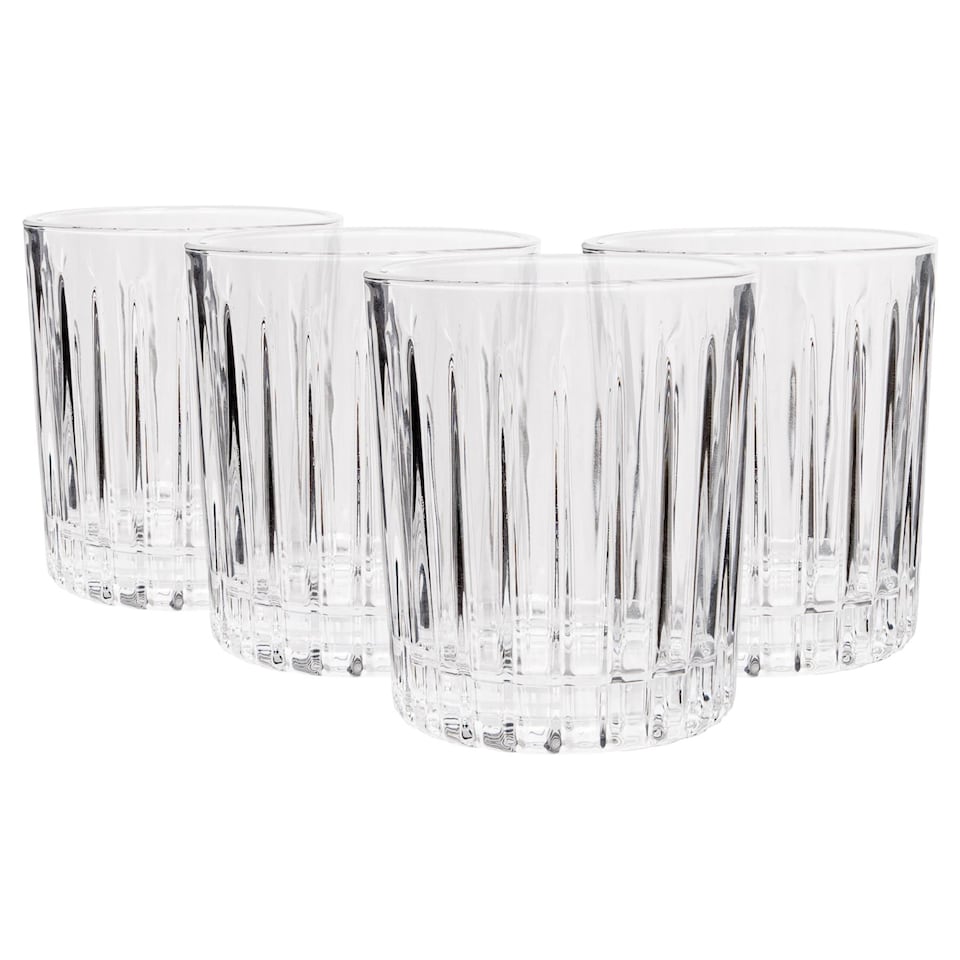 image 1 of Rink Drink Fluted Whisky Glasses - 310ml - Pack of 4 | Clear | Clear