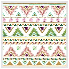 Colourful striped gold style triangles (Picutre Frame) White | M