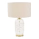 image 4 of ValueLights India Natural Drum Shade on Rounded White Confetti Glass Table Lamp with LED Bulb