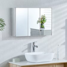 Bath Vida Tiano Stainless Steel Mirrored Triple Wall Mounted Bathroom Cabinet | Chrome | Stainless Steel | 1