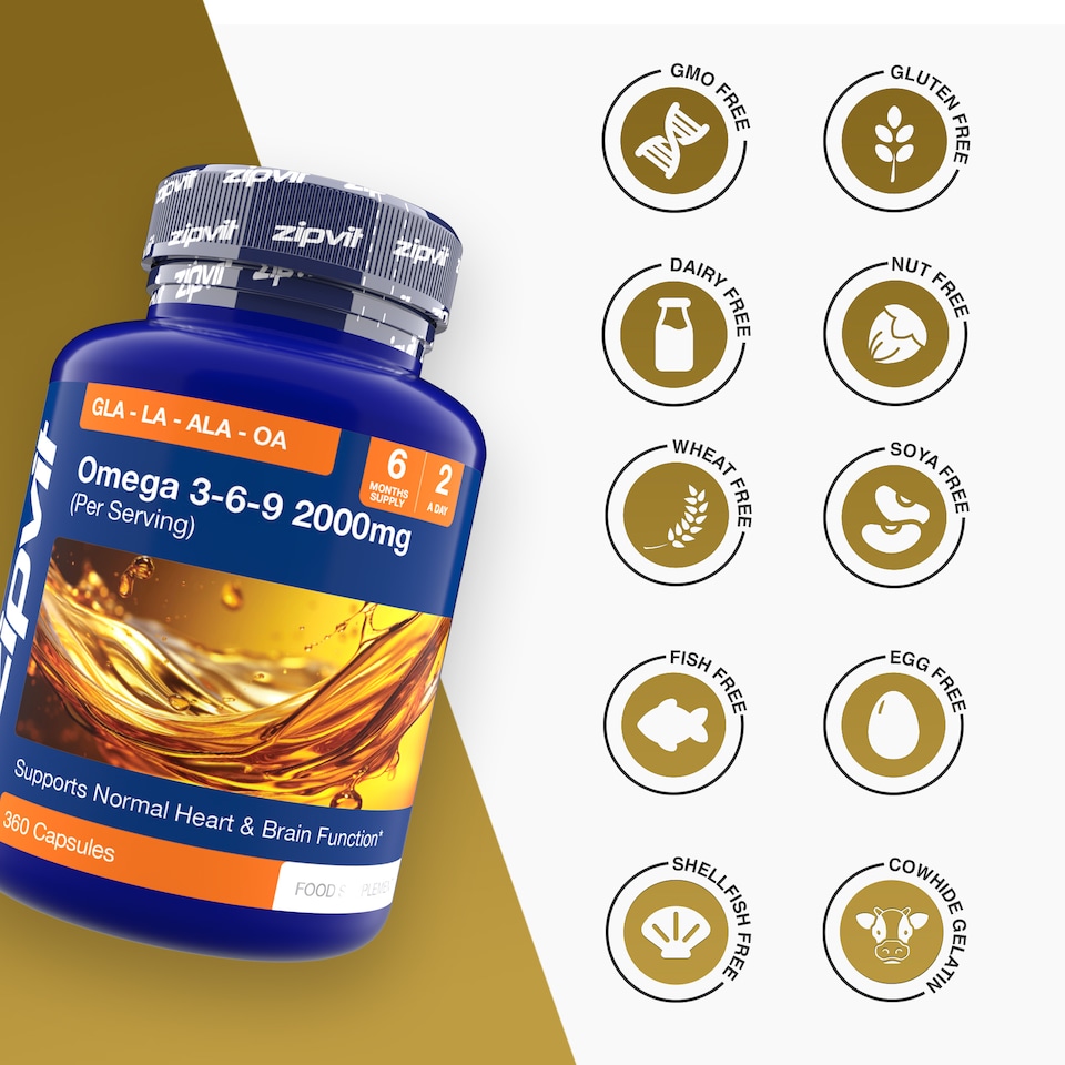 image 1 of Zipvit Omega 3-6-9 2000mg, Brain, Heart & Cholesterol Support, 120 Capsules, 2-Month Supply