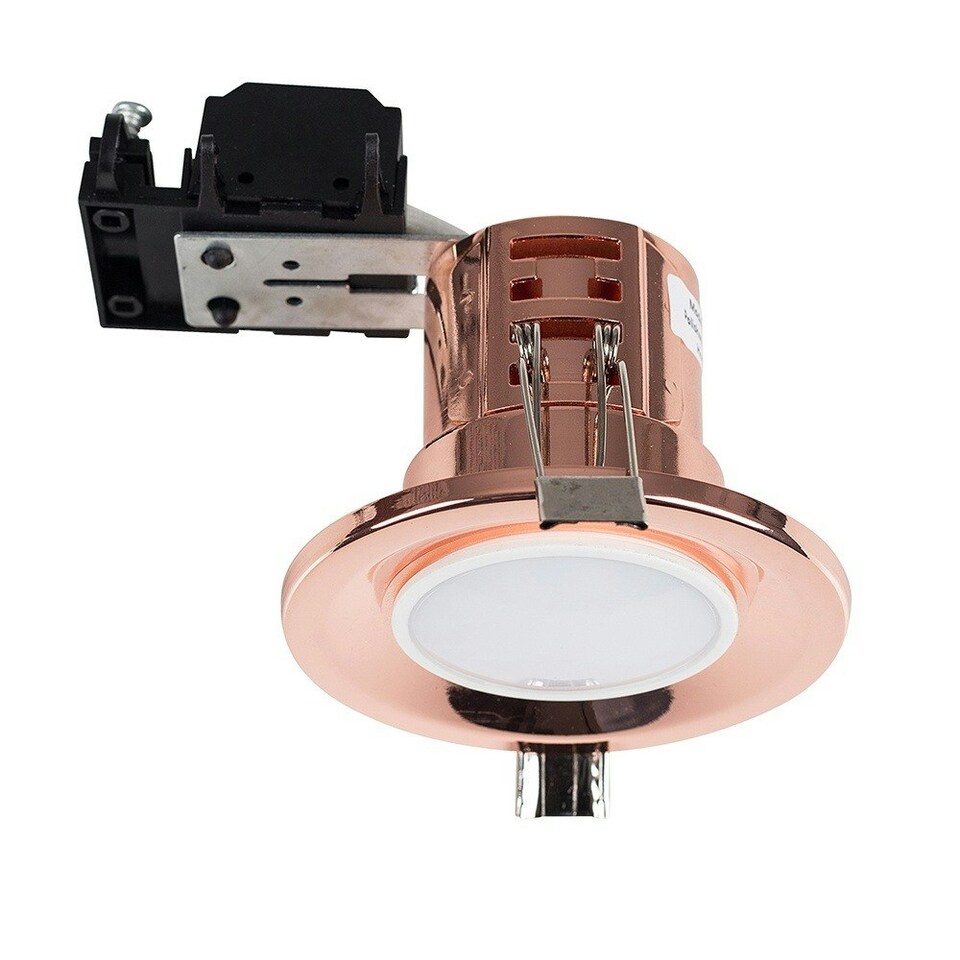 image 1 of ValueLights Pack of 20 - Fire Rated Copper Effect GU10 Recessed Ceiling Downlight/Spotlights With 5w LED Bulbs 6500K Cool White