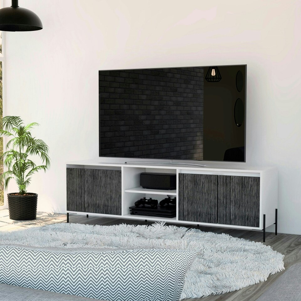 image 1 of Core Products Dallas, Ultra Wide TV Rack With 4 Doors H55cm x W162.5cm x D39.2cm White