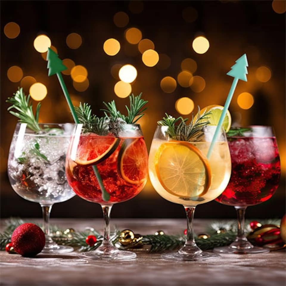 image 1 of Christmas Tree Green Acrylic Drink Stirrers - Pack of 6